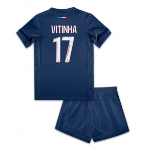 Paris Saint-Germain Vitinha #17 Dětské Domácí dres komplet 2024-25 Krátký Rukáv (+ trenýrky)